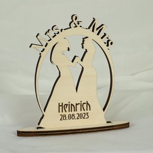 Tischdeko zur Frauen Hochzeit Mrs. &amp; Mrs. mit Namen personalisiert