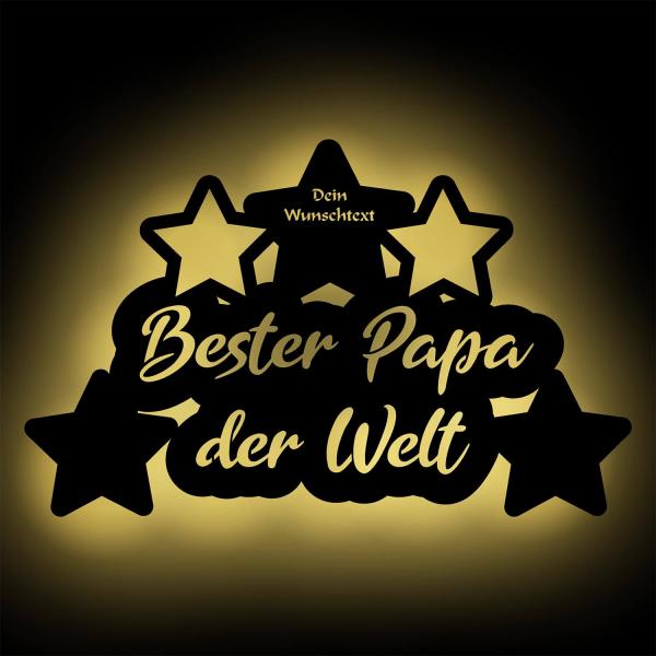 Wir lieben Dich Papa LED Holz Geschenkidee + Namen