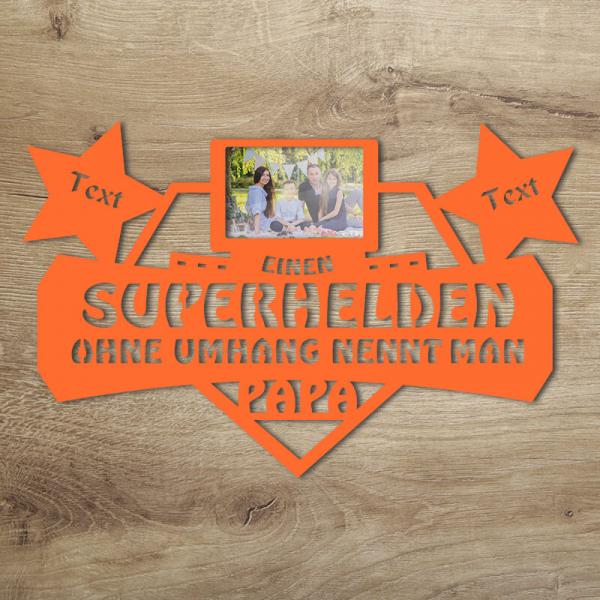 Geburtstagsgeschenk für Papa Superheld Bilderrahmen Orange