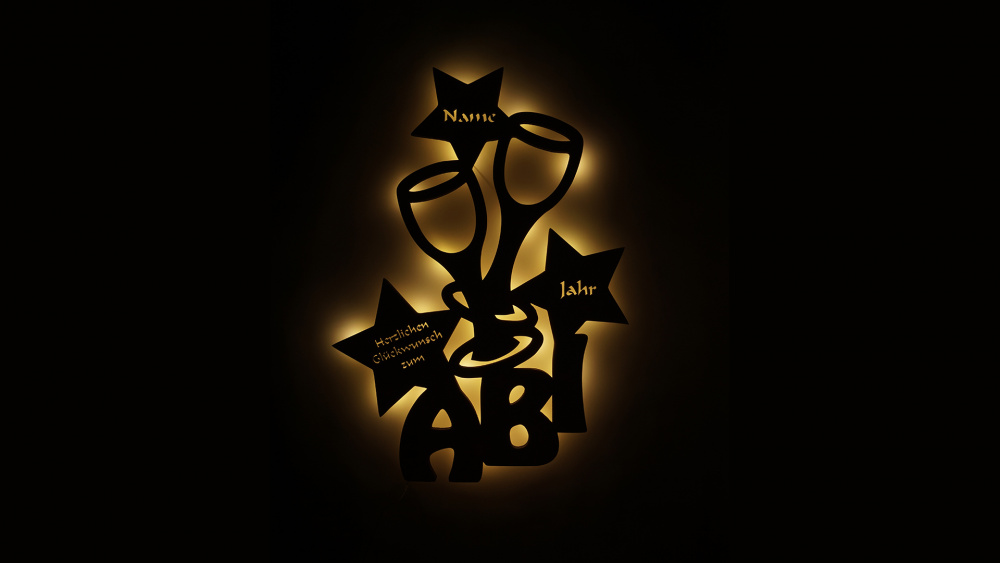 Holz Geschenk Abitur Abi Zum Abschluss Led Lampe Mit Namen Individuell Personal Ebay